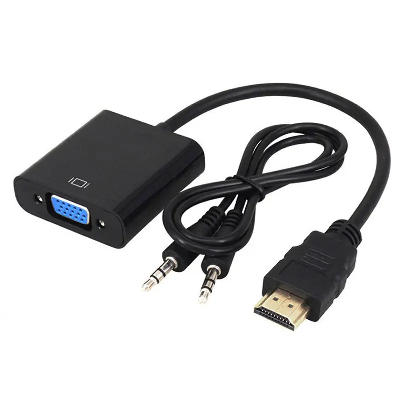HDTV to VGA Converter Adapter With Audio Cable Support Full HD 1080P HDTV Male to VGA Female for PC Laptop